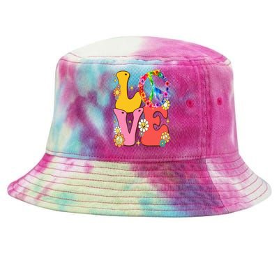 PEACE SIGN LOVE 60s 70s Tie Dye Hippie Costume Tie-Dyed Bucket Hat