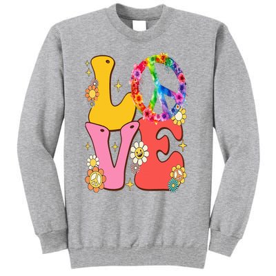 PEACE SIGN LOVE 60s 70s Tie Dye Hippie Costume Tall Sweatshirt