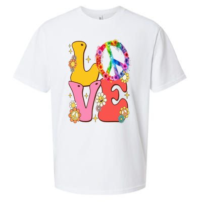 PEACE SIGN LOVE 60s 70s Tie Dye Hippie Costume Sueded Cloud Jersey T-Shirt