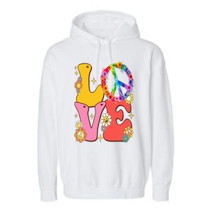 PEACE SIGN LOVE 60s 70s Tie Dye Hippie Costume Garment-Dyed Fleece Hoodie