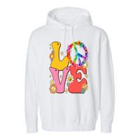 PEACE SIGN LOVE 60s 70s Tie Dye Hippie Costume Garment-Dyed Fleece Hoodie