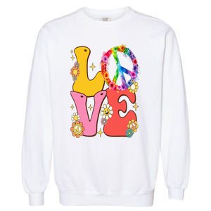 PEACE SIGN LOVE 60s 70s Tie Dye Hippie Costume Garment-Dyed Sweatshirt