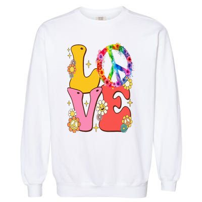 PEACE SIGN LOVE 60s 70s Tie Dye Hippie Costume Garment-Dyed Sweatshirt