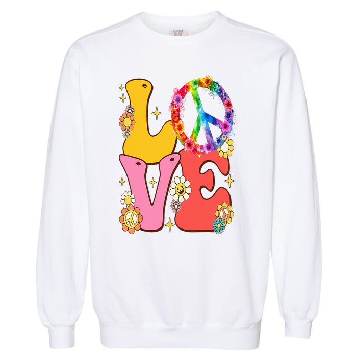 PEACE SIGN LOVE 60s 70s Tie Dye Hippie Costume Garment-Dyed Sweatshirt