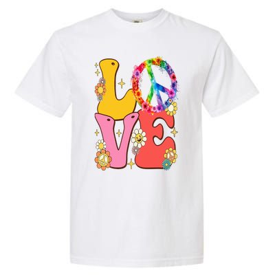 PEACE SIGN LOVE 60s 70s Tie Dye Hippie Costume Garment-Dyed Heavyweight T-Shirt