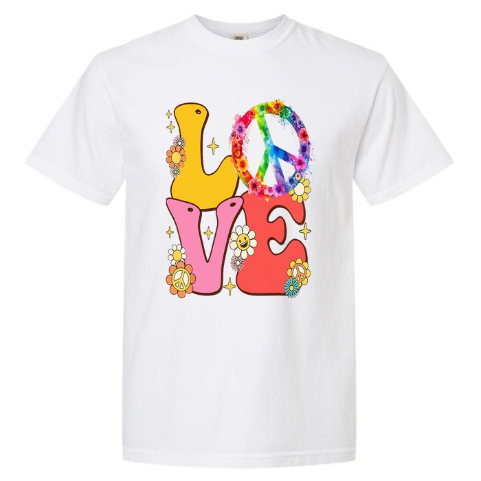 PEACE SIGN LOVE 60s 70s Tie Dye Hippie Costume Garment-Dyed Heavyweight T-Shirt