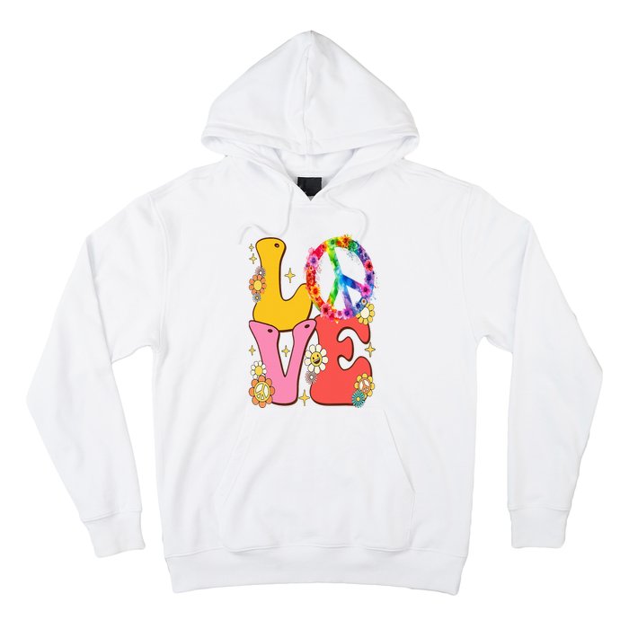 PEACE SIGN LOVE 60s 70s Tie Dye Hippie Costume Hoodie