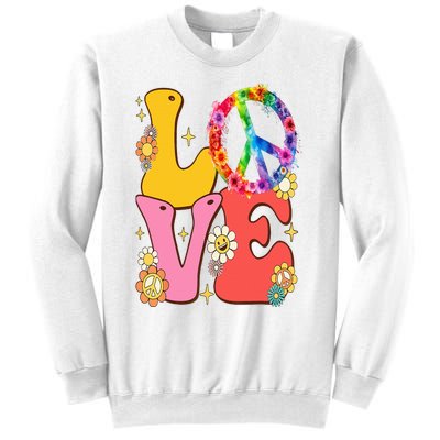 PEACE SIGN LOVE 60s 70s Tie Dye Hippie Costume Sweatshirt