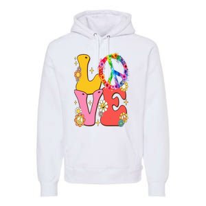 PEACE SIGN LOVE 60s 70s Tie Dye Hippie Costume Premium Hoodie