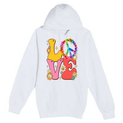 PEACE SIGN LOVE 60s 70s Tie Dye Hippie Costume Premium Pullover Hoodie