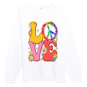 PEACE SIGN LOVE 60s 70s Tie Dye Hippie Costume Premium Crewneck Sweatshirt