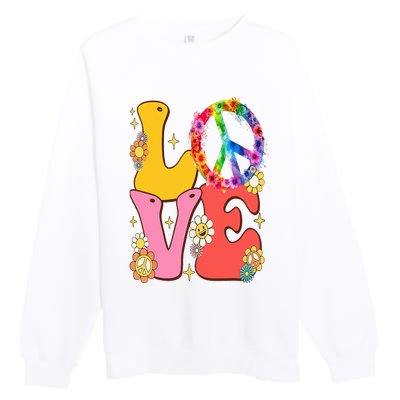 PEACE SIGN LOVE 60s 70s Tie Dye Hippie Costume Premium Crewneck Sweatshirt