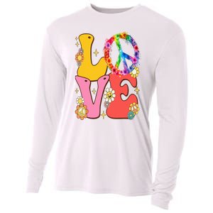 PEACE SIGN LOVE 60s 70s Tie Dye Hippie Costume Cooling Performance Long Sleeve Crew