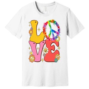 PEACE SIGN LOVE 60s 70s Tie Dye Hippie Costume Premium T-Shirt