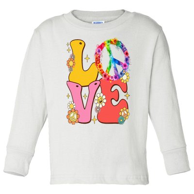 PEACE SIGN LOVE 60s 70s Tie Dye Hippie Costume Toddler Long Sleeve Shirt