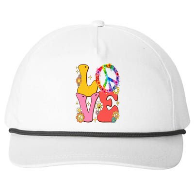 PEACE SIGN LOVE 60s 70s Tie Dye Hippie Costume Snapback Five-Panel Rope Hat