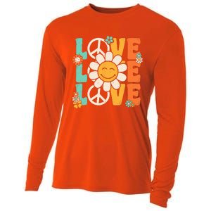 Peace Sign Love 60s 70s 80s Costume Groovy Theme Party Cooling Performance Long Sleeve Crew