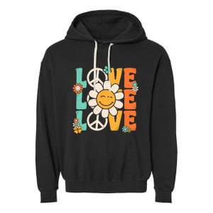 Peace Sign Love 60s 70s 80s Costume Groovy Theme Party Garment-Dyed Fleece Hoodie