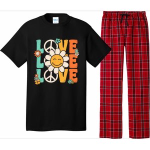 Peace Sign Love 60s 70s 80s Costume Groovy Theme Party Pajama Set