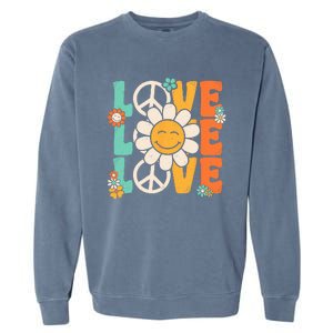 Peace Sign Love 60s 70s 80s Costume Groovy Theme Party Garment-Dyed Sweatshirt