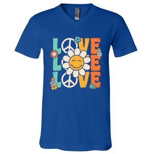 Peace Sign Love 60s 70s 80s Costume Groovy Theme Party V-Neck T-Shirt