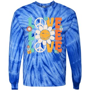 Peace Sign Love 60s 70s 80s Costume Groovy Theme Party Tie-Dye Long Sleeve Shirt