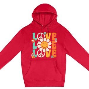 Peace Sign Love 60s 70s 80s Costume Groovy Theme Party Premium Pullover Hoodie