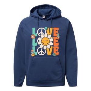 Peace Sign Love 60s 70s 80s Costume Groovy Theme Party Performance Fleece Hoodie