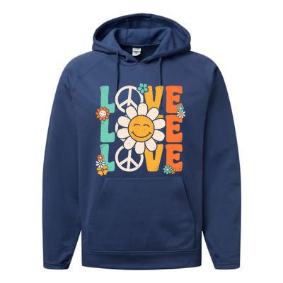 Peace Sign Love 60s 70s 80s Costume Groovy Theme Party Performance Fleece Hoodie