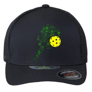 Pickleball Shamrock Leaf St Patrick Day Pickleball Player Flexfit Unipanel Trucker Cap