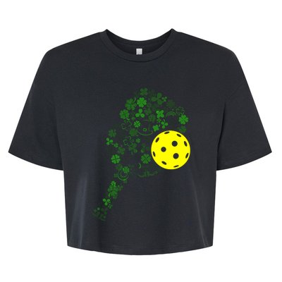 Pickleball Shamrock Leaf St Patrick Day Pickleball Player Bella+Canvas Jersey Crop Tee