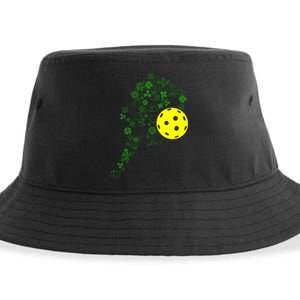 Pickleball Shamrock Leaf St Patrick Day Pickleball Player Sustainable Bucket Hat