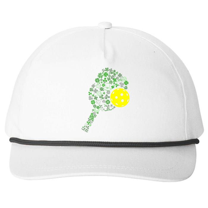 Pickleball Shamrock Leaf St Patrick Day Pickleball Player Snapback Five-Panel Rope Hat