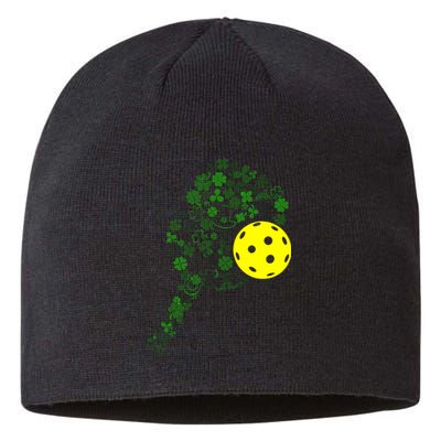 Pickleball Shamrock Leaf St Patrick Day Pickleball Player Sustainable Beanie