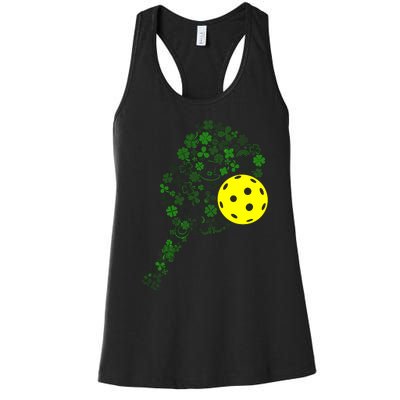 Pickleball Shamrock Leaf St Patrick Day Pickleball Player Women's Racerback Tank