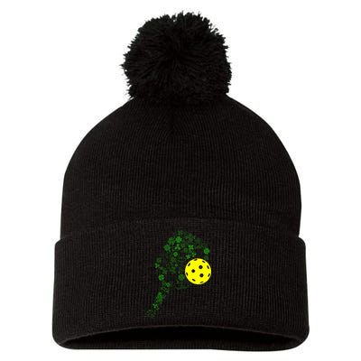 Pickleball Shamrock Leaf St Patrick Day Pickleball Player Pom Pom 12in Knit Beanie