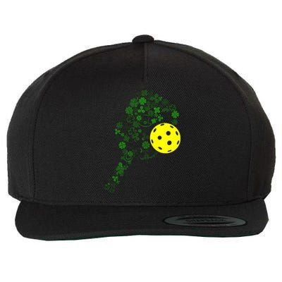 Pickleball Shamrock Leaf St Patrick Day Pickleball Player Wool Snapback Cap