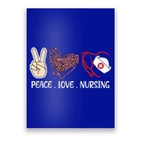 Peace Sign Love Leopard Print Heart Nursing Cap Stethoscope Gift Poster