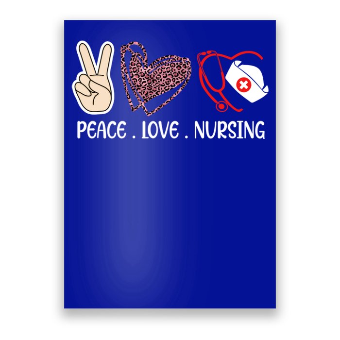 Peace Sign Love Leopard Print Heart Nursing Cap Stethoscope Gift Poster