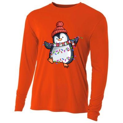 Penguin Santa Lights Christmas Pajamas Cute Penguins Xmas Great Gift Cooling Performance Long Sleeve Crew