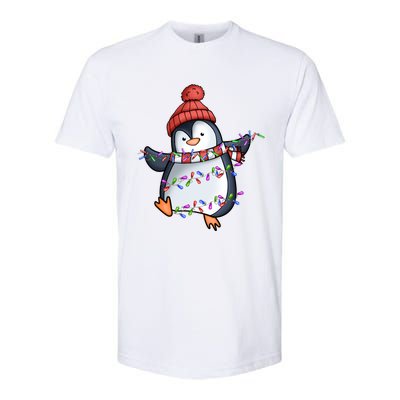 Penguin Santa Lights Christmas Pajamas Cute Penguins Xmas Great Gift Softstyle CVC T-Shirt