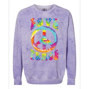 Peace Sign Love 60s 70s Tie Dye Hippie Costume Colorblast Crewneck Sweatshirt