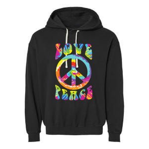 Peace Sign Love 60s 70s Tie Dye Hippie Costume Garment-Dyed Fleece Hoodie