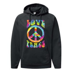 Peace Sign Love 60s 70s Tie Dye Hippie Costume Performance Fleece Hoodie