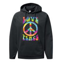 Peace Sign Love 60s 70s Tie Dye Hippie Costume Performance Fleece Hoodie