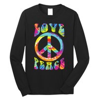 Peace Sign Love 60s 70s Tie Dye Hippie Costume Long Sleeve Shirt