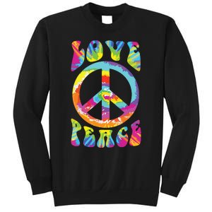 Peace Sign Love 60s 70s Tie Dye Hippie Costume Sweatshirt