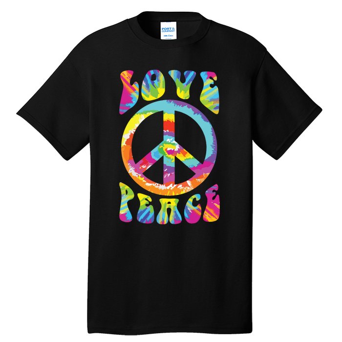 Peace Sign Love 60s 70s Tie Dye Hippie Costume Tall T-Shirt