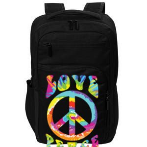 Peace Sign Love 60s 70s Tie Dye Hippie Costume Impact Tech Backpack