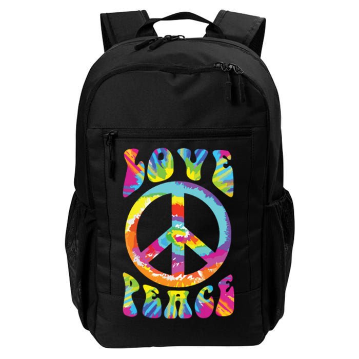 Peace Sign Love 60s 70s Tie Dye Hippie Costume Daily Commute Backpack